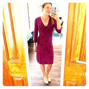Silky Magenta wrap dress - plunging V neck